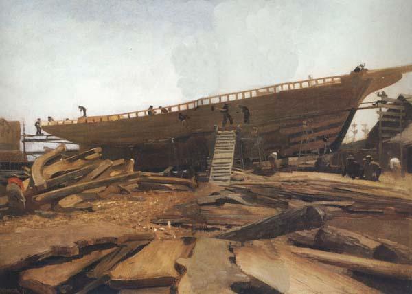 Winslow Homer Shipbuilding at Gloucester (mk44) China oil painting art
